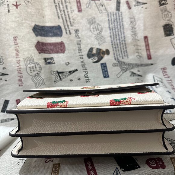 Coach Strawberry Print White Flap Shoulder Bag - Picture 9 of 9